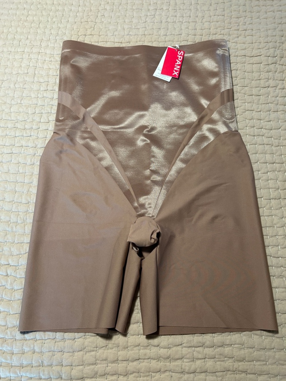 SPANX High Waisted Mid Thigh Short Shapewear in Cafe Au Lait
